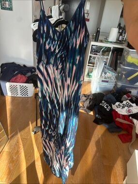 Sanctuary - Teal, Navy & Pink Abstract Slip Dress